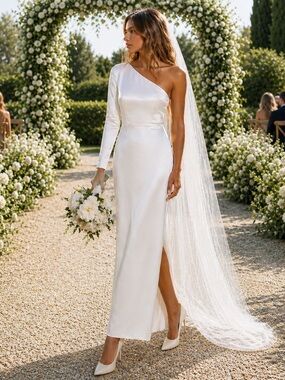 Reformation Winifred Satin Dress Fior Di Latte